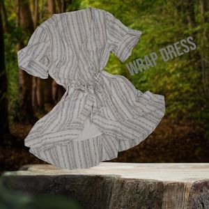 #2087 en crème wrap dress linen women M